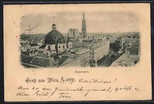AK Wien, Panorama mit Stephansdom