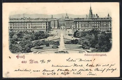 AK Wien, Schwarzenbergplatz, Park mit Brunnen