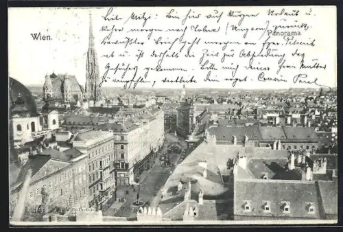 AK Wien, Panorama mit Stephansdom