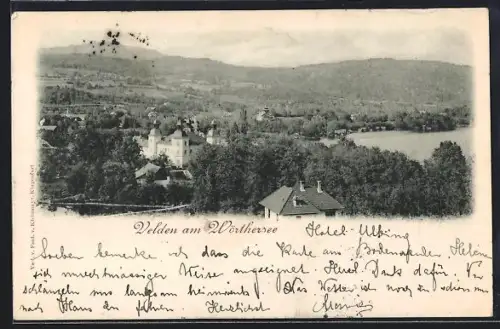 AK Velden am Wörthersee, Panorama mit Schloss und See