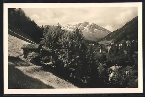 AK Badgastein, Bergpanorama mit Ort und Kirche