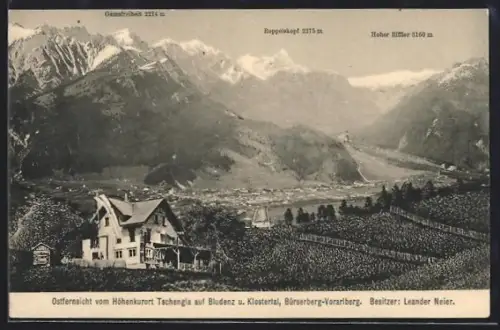 AK Tschengla /Vorarlberg, Ostfernansicht vom Höhenkurort mit Blick auf Bludenz und Klostertal