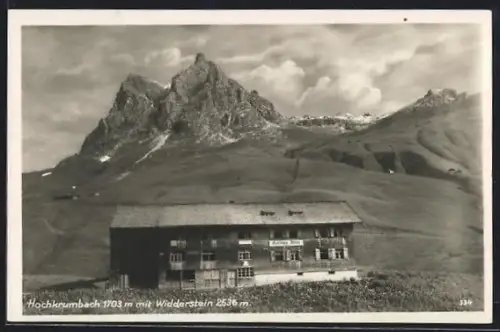 AK Hochkrumbach /Vorarlberg, Gasthof zum Adler mit Widderstein, Bes. Friedrich Strolz