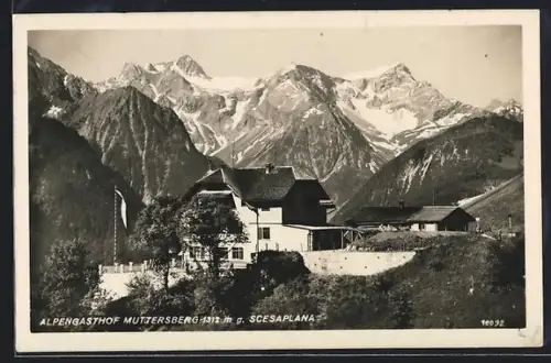 AK Nüziders, Alpengasthof Muttersberg mit Scesaplana
