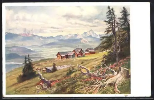 Künstler-AK Bodensdorf am Ossiachersee, Alpenpension Berserhütte