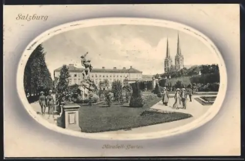 AK Salzburg, Mirabellgarten mit Schloss Mirabell