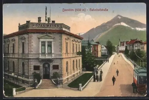 AK Dornbirn, Hotel Weiss, Bahnhofstrasse