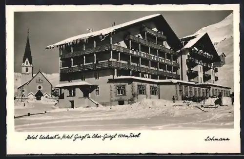 AK Ober-Gurgl /Tirol, Hotel Edelweiss, Hotel Gurgler, Kirche