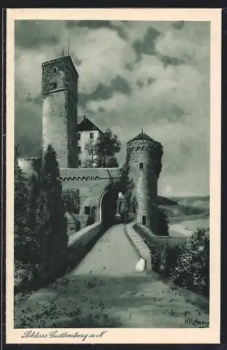 Künstler-AK Guttenberg a. N., Aufgang zur Burg