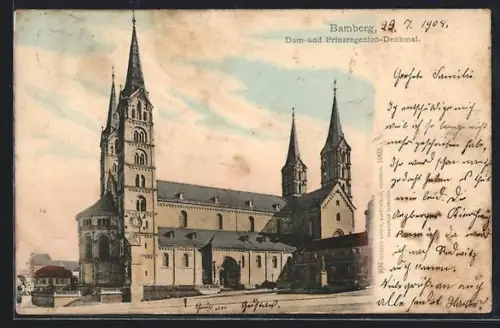 AK Bamberg, Dom und Prinzregenten-Denkmal