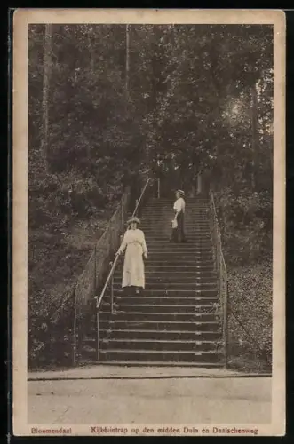 AK Bloemendaal, Kijkduintrap op den midden Duin en Daalschenweg