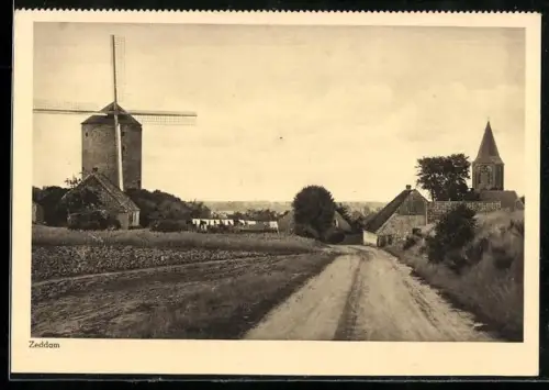 AK Zeddam, Strassenpartie mit Windmühle