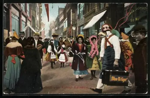 AK Köln, Strassenpartie mit Kölner Karneval, Fasching