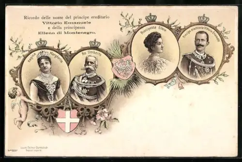 AK Ricordo delle nozze del principe ereditario Vittorio Emanuele e principessa Ellena di Montenegro