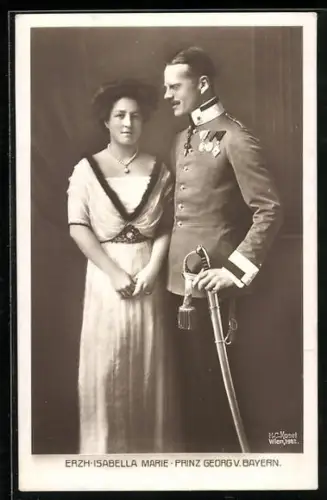 AK Erzherzogin Isabelle Marie und Prinz Georg von Bayern