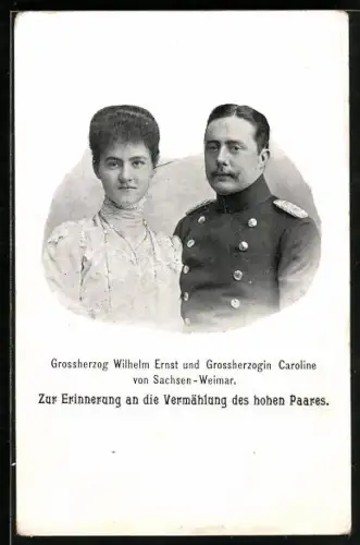 AK Vermählung von Grossherzog Wilhelm Ernst und Grossherzogin Caroline von Sachsen-Weimar-Eisenach