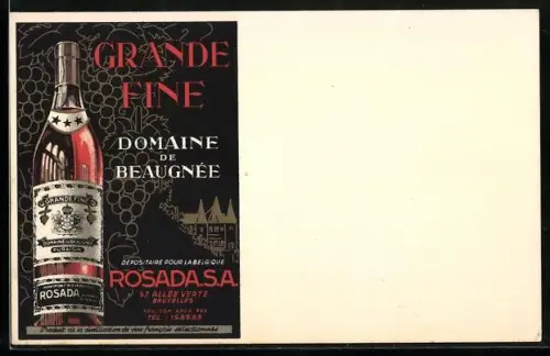 Künstler-AK Reklame Grande Fine Domaine de Beaugnée, Rosada Bruxelles, Allée Verte 57