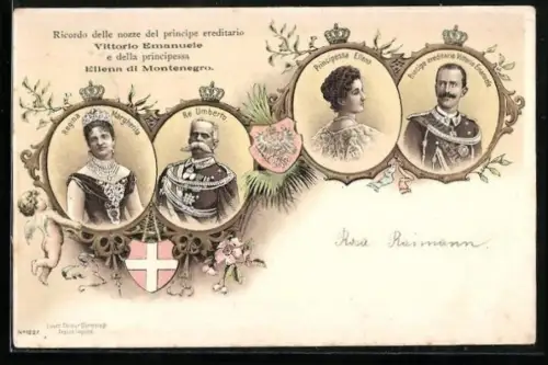 AK Ricordo delle nozze del principe ereditario Vittorio Emanuele e principessa Ellena di Montenegro
