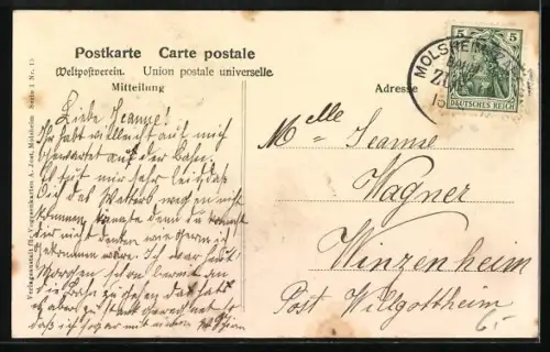 AK Molsheim i. Els., Rathausplatz mit Brunnen