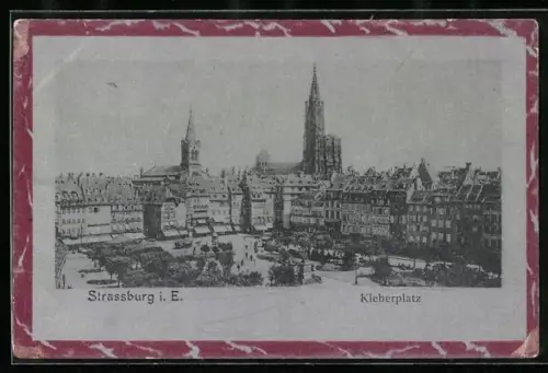 AK Strassburg i. E., Kleberplatz mit Kirche