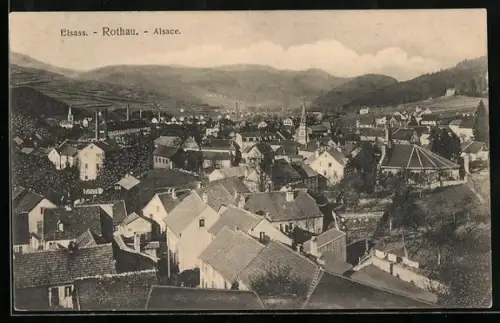 AK Rothau /Alsace, Teilansicht mit Kirche
