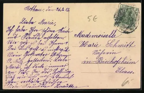 AK Rothau /Alsace, Teilansicht mit Kirche