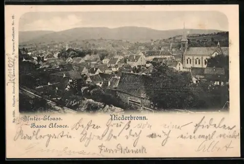 AK Niederbronn /Basse Alsace, Panorama mit Kirche