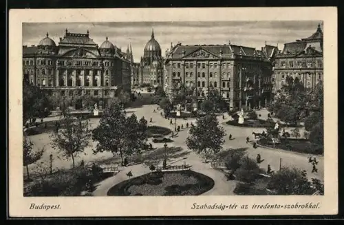 AK Budapest, Freiheitsplatz mit Irredenten-Denkmal