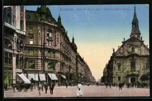 AK Budapest, Kossuth Lajos-Gasse mit Geschäft Stein