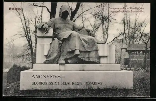 AK Budapest, Anonymus-Denkmal im Stadtwäldchen