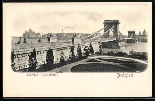 AK Budapest, Blick auf die Kettenbrücke