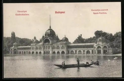 AK Budapest, Stadtwäldchen mit Sport-Pavillon