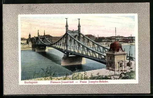 AK Budapest, Franz Josephs-Brücke aus der Vogelschau