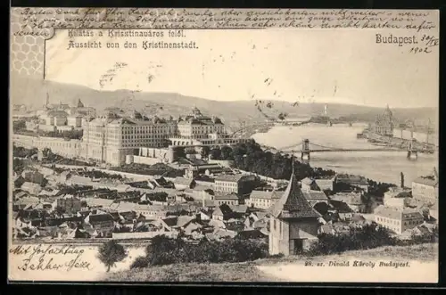 AK Budapest, Aussicht von der Kristinenstadt