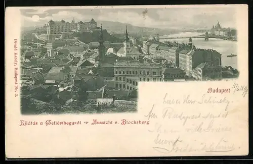 AK Budapest, Aussicht vom Blocksberg