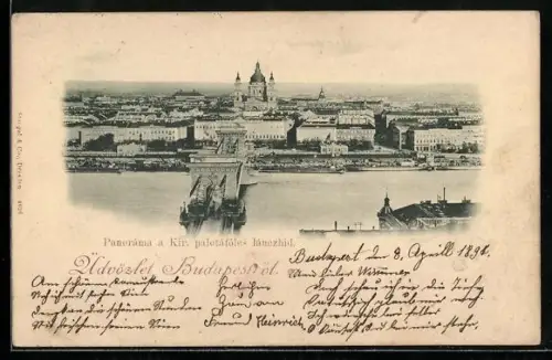 AK Budapest, Panoráma a Kir. palotáfóles lánczhid
