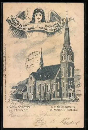 Künstler-AK Budapest, Maria Einsiedel, Die Neue Kirche