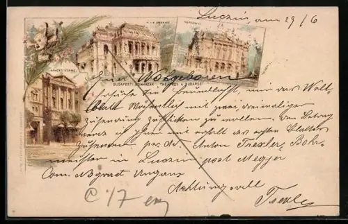 Lithographie Budapest, Nemzeti Szinhaz, Operahaz