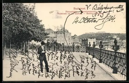 AK Budapest, Partie an der Basteipromenade