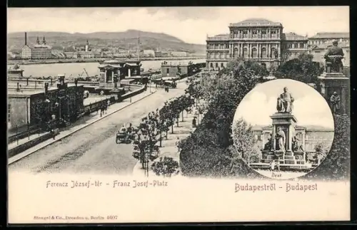 AK Budapest, Franz Josef-Platz und Deak Denkmal
