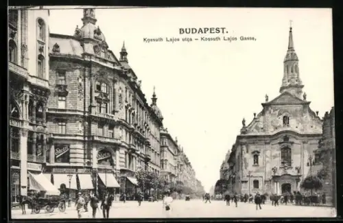 AK Budapest, Kossuth Lajos Gasse mit Pension