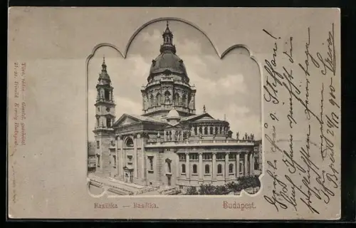 AK Budapest, Die Basilika im Passepartout