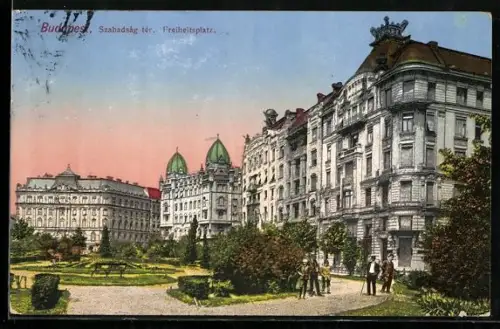 AK Budapest, Freiheitsplatz mit Anlagen