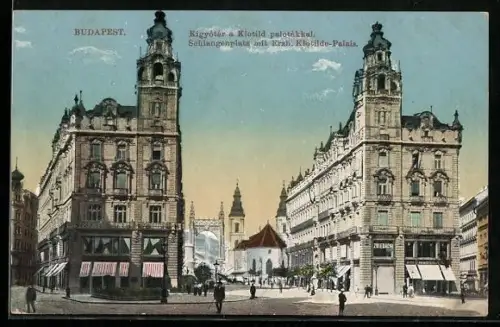 AK Budapest, Schlangenplatz mit Erzh. Klotilde-Palais