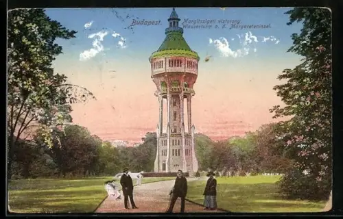 AK Budapest, Wasserturm auf der Margareteninsel
