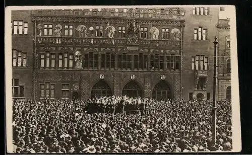 Foto-AK Basel, Konzert der Regimentsmusiker 1915