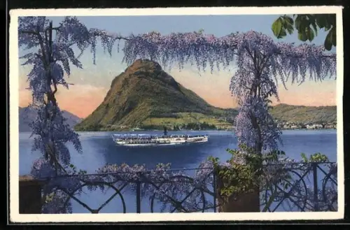 AK Lugano /Lago di Lugano, Panorama e Monte S. Salvatore