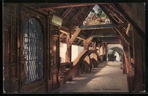 AK Luzern, Totentanzbrücke, Inneres der Spreuerbrücke