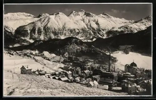 AK St. Moritz, Teilansicht mit Piz Languard