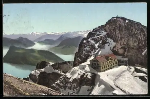 AK Pilatus Kulm, Blick auf Vierwaldstättersee und Glärnisch